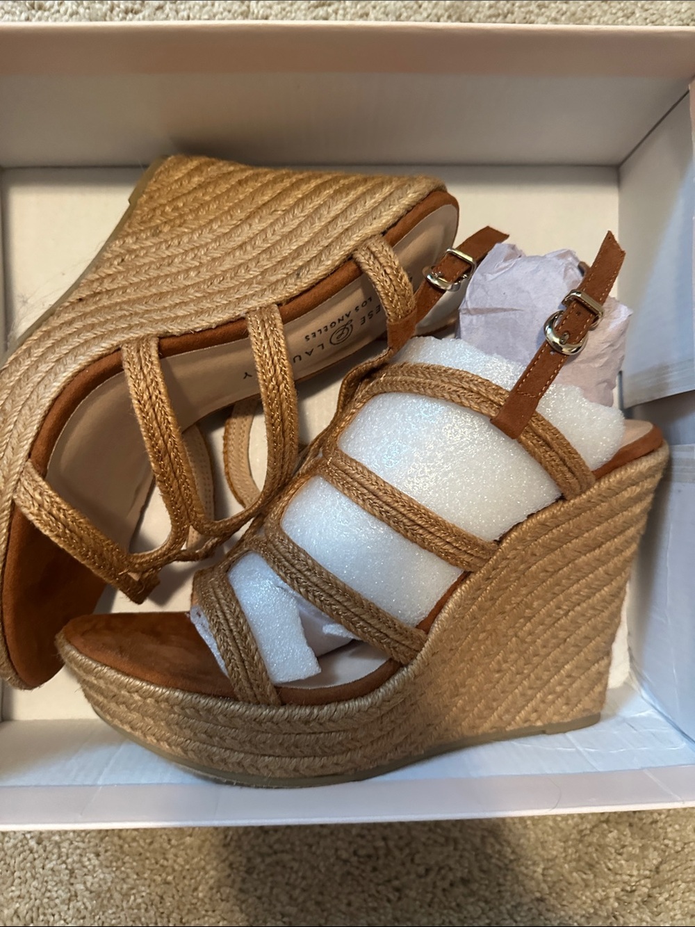 Chinese Laundry Tan Braided Espadrille Wedge Sandals
